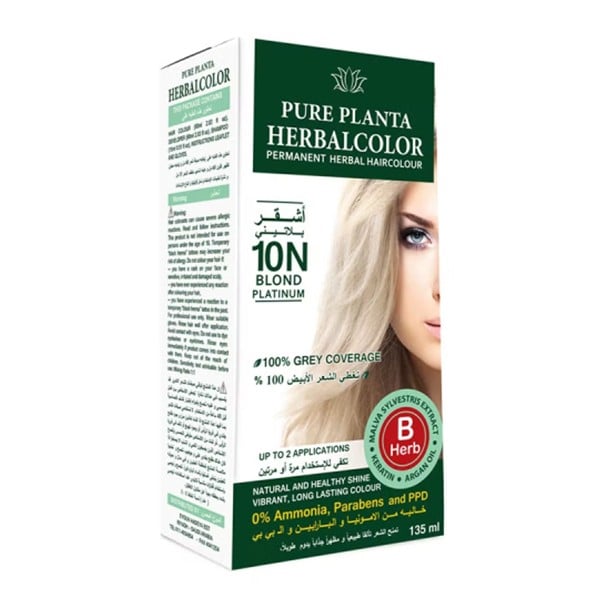 صبغة شعر خالية من الأمونيا من Pure Planta 135 مل 10N أشقر بلاتيني