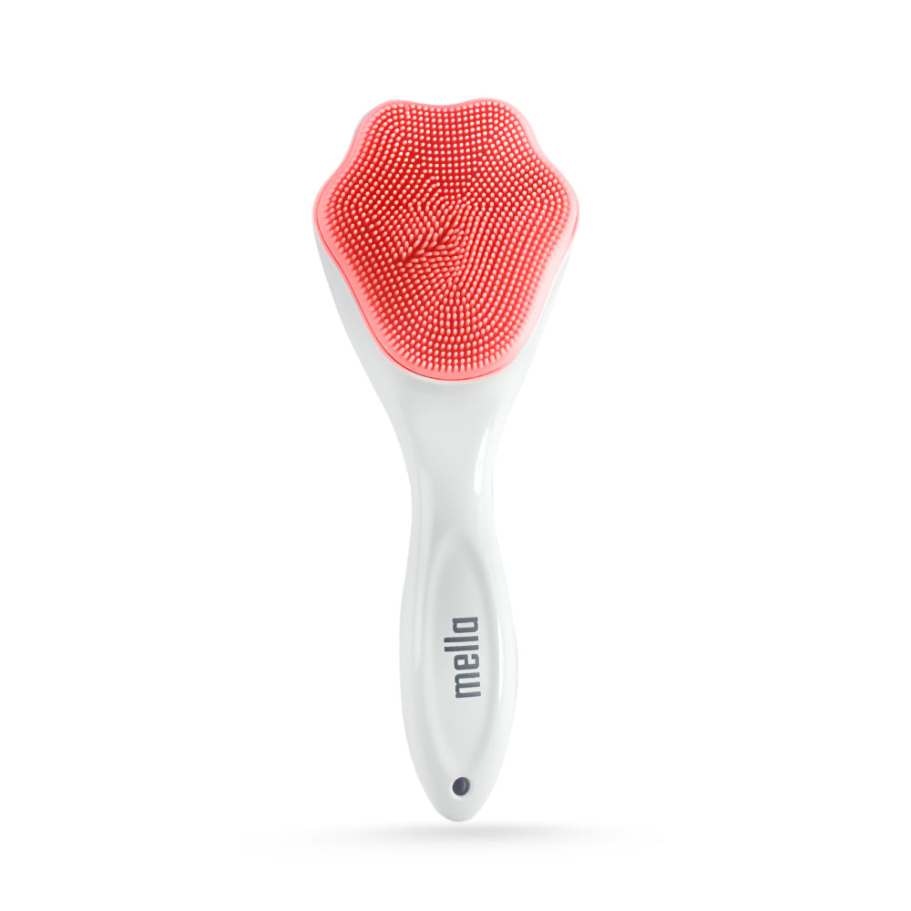 Mella Mella Facial Cleansing & Scrub Brush With Handle SFC003 Silicone Pink
