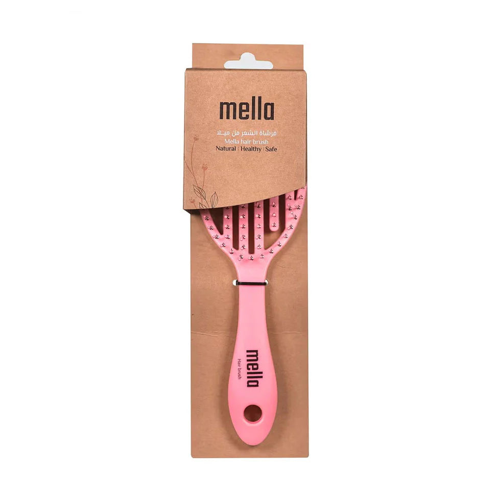 فرشاة شعر ميلا وردية اللون بيضاوية الشكل