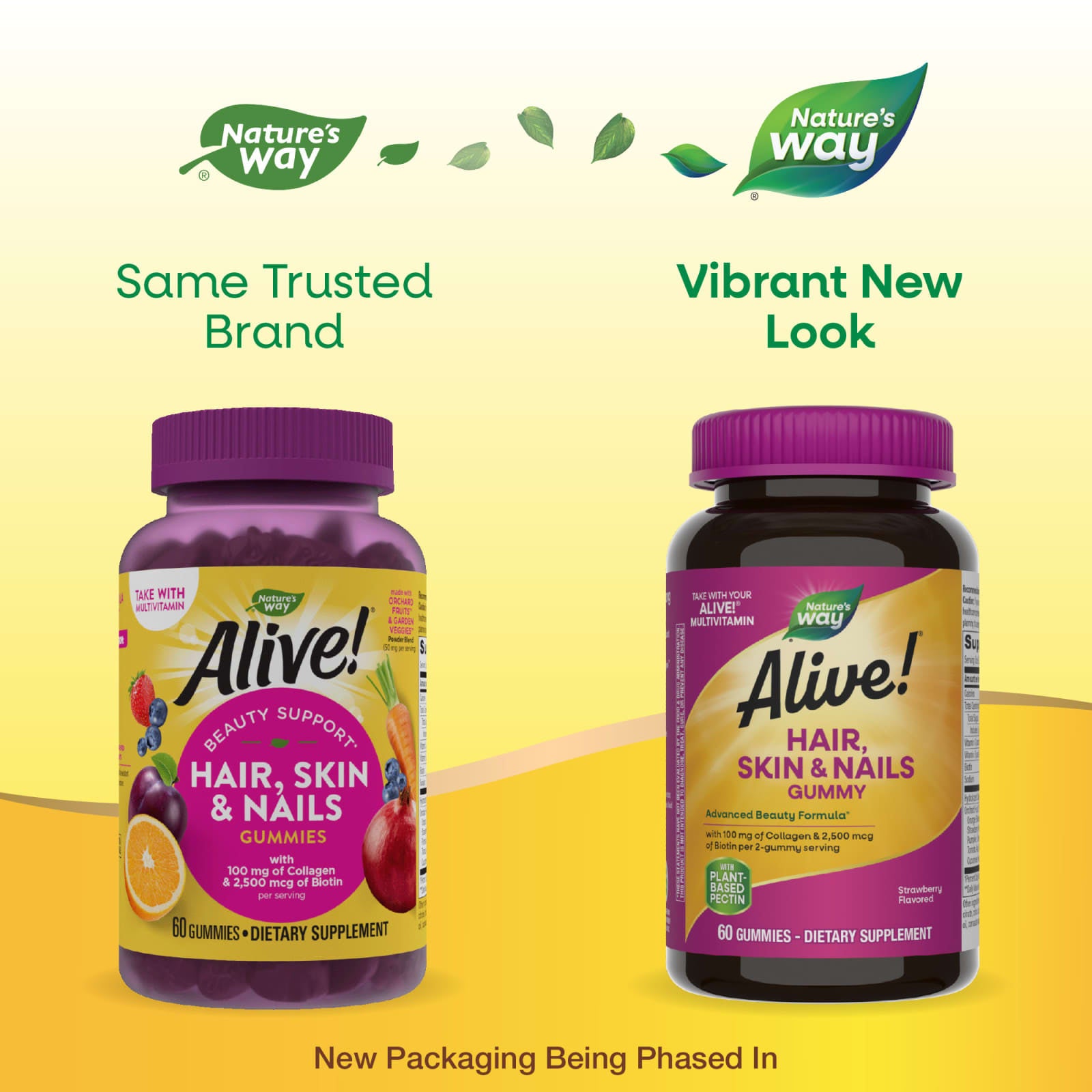 Nature's Way Alive! Hair Skin & Nails With Collagen & Biotin Strawberry 60 Gummies