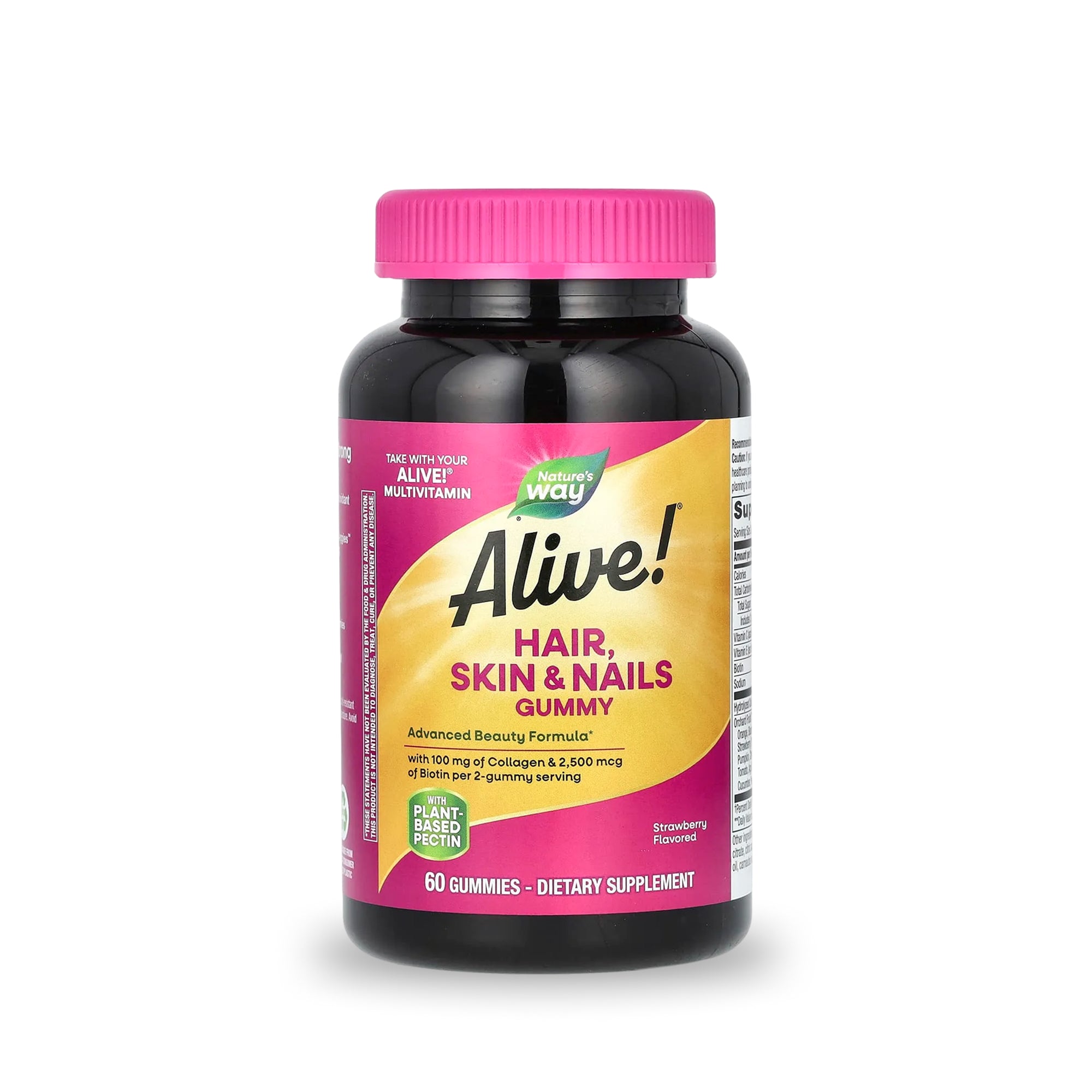 Nature's Way Alive! Hair Skin & Nails With Collagen & Biotin Strawberry 60 Gummies
