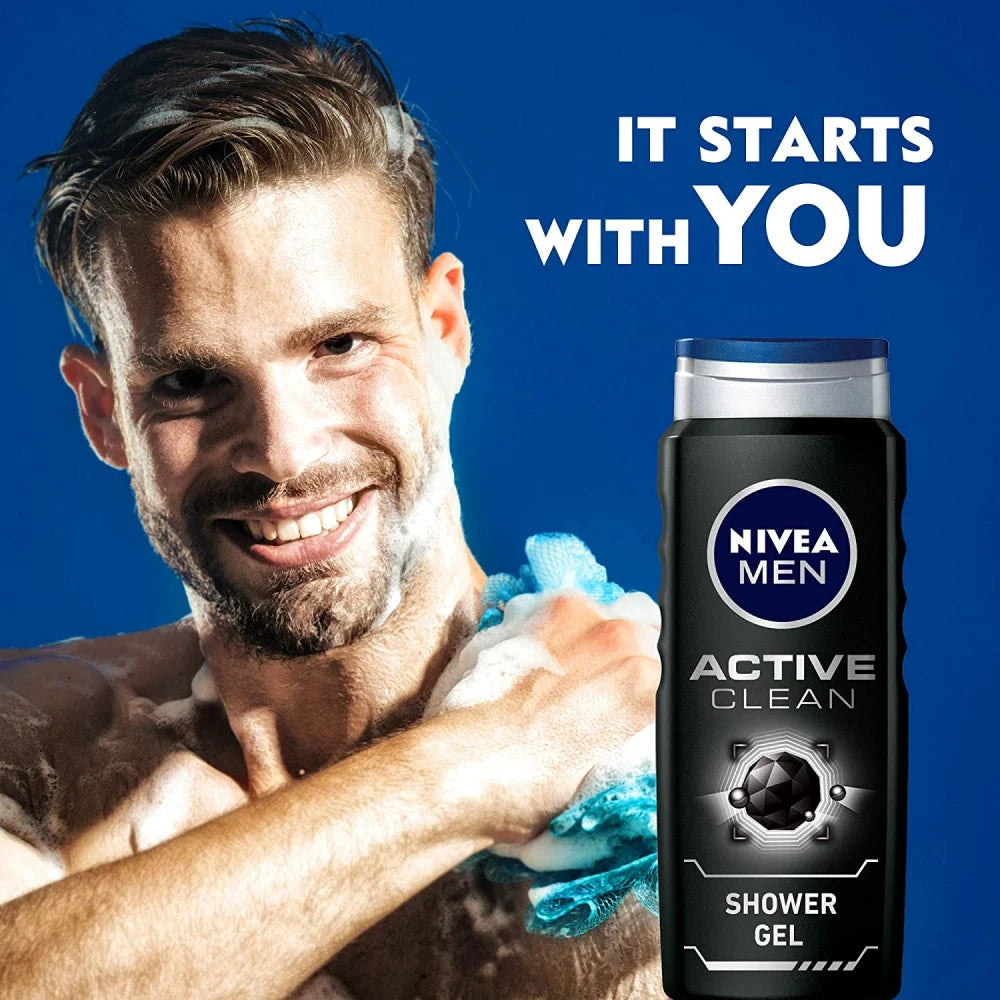 Nivea Active Clean Shower Gel – Refreshing Body Wash for All Skin Types