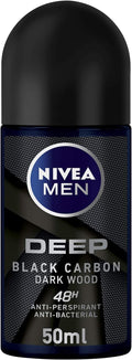 Nivea Men Deep Black Carbon Deodorant Roll On – Woody Scent 50ml