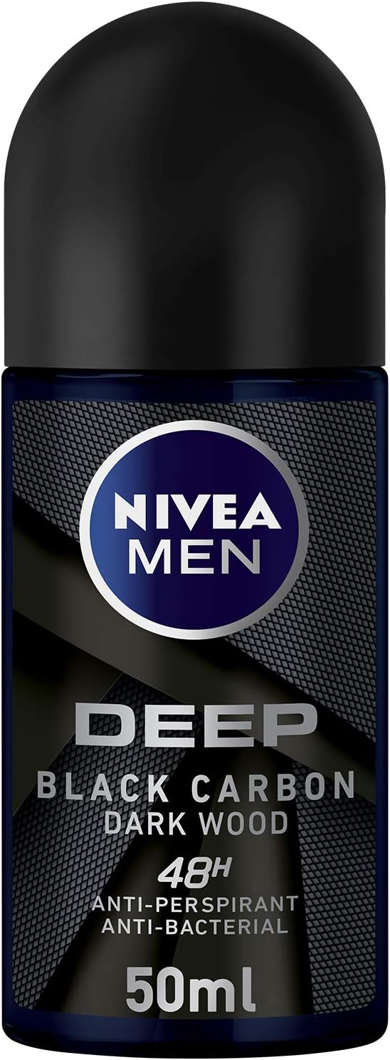 Nivea Men Deep Black Carbon Deodorant Roll On – Woody Scent 50ml