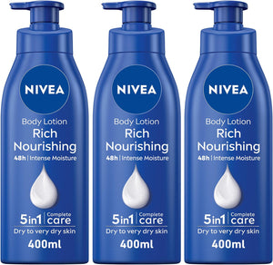 لوشن Nivea المغذي للجسم للبشرة الجافة جداً بزيت اللوز – 3x400ml