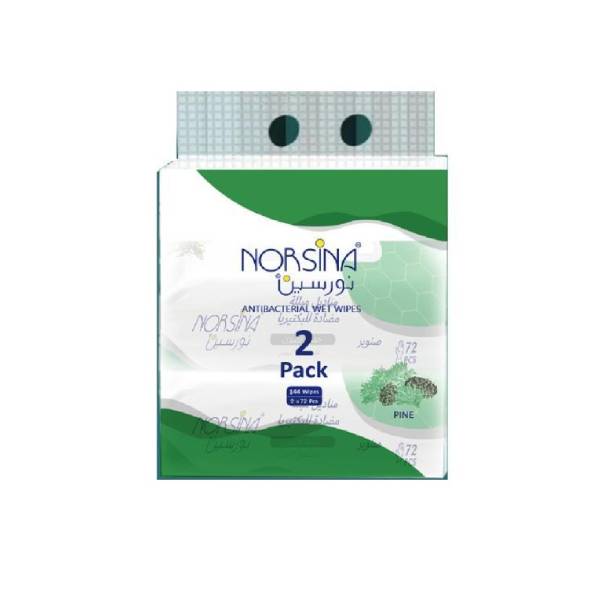Norsina Norsina Wet Wipes 72Wipes Antibacterial x(2 Packs) Pine
