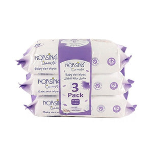 Norsina Norsina Baby Wipes Purple 3 x 62 Wipes