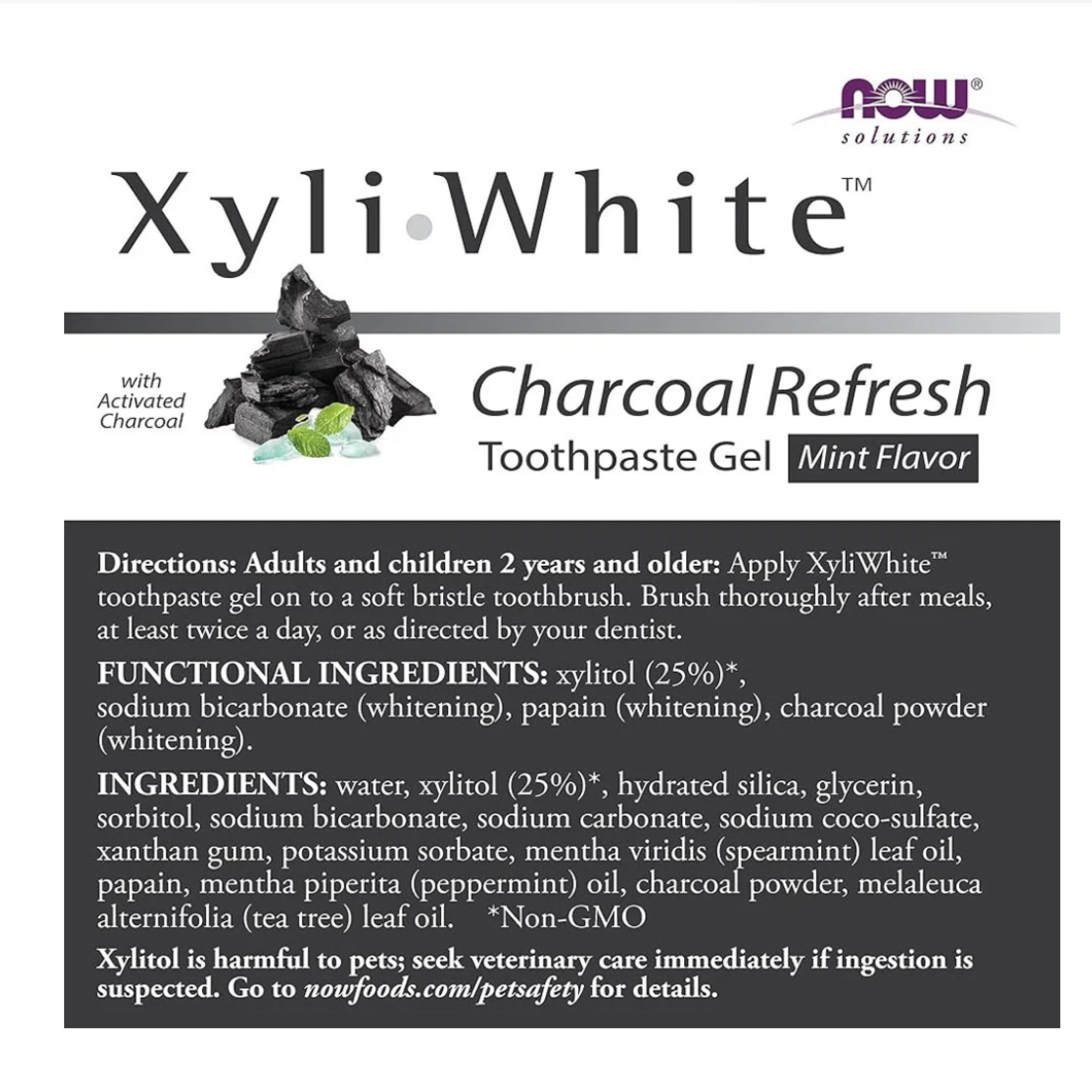 معجون أسنان NOW Xyli Gel Charcoal Refresh – تبييض وإزالة السموم