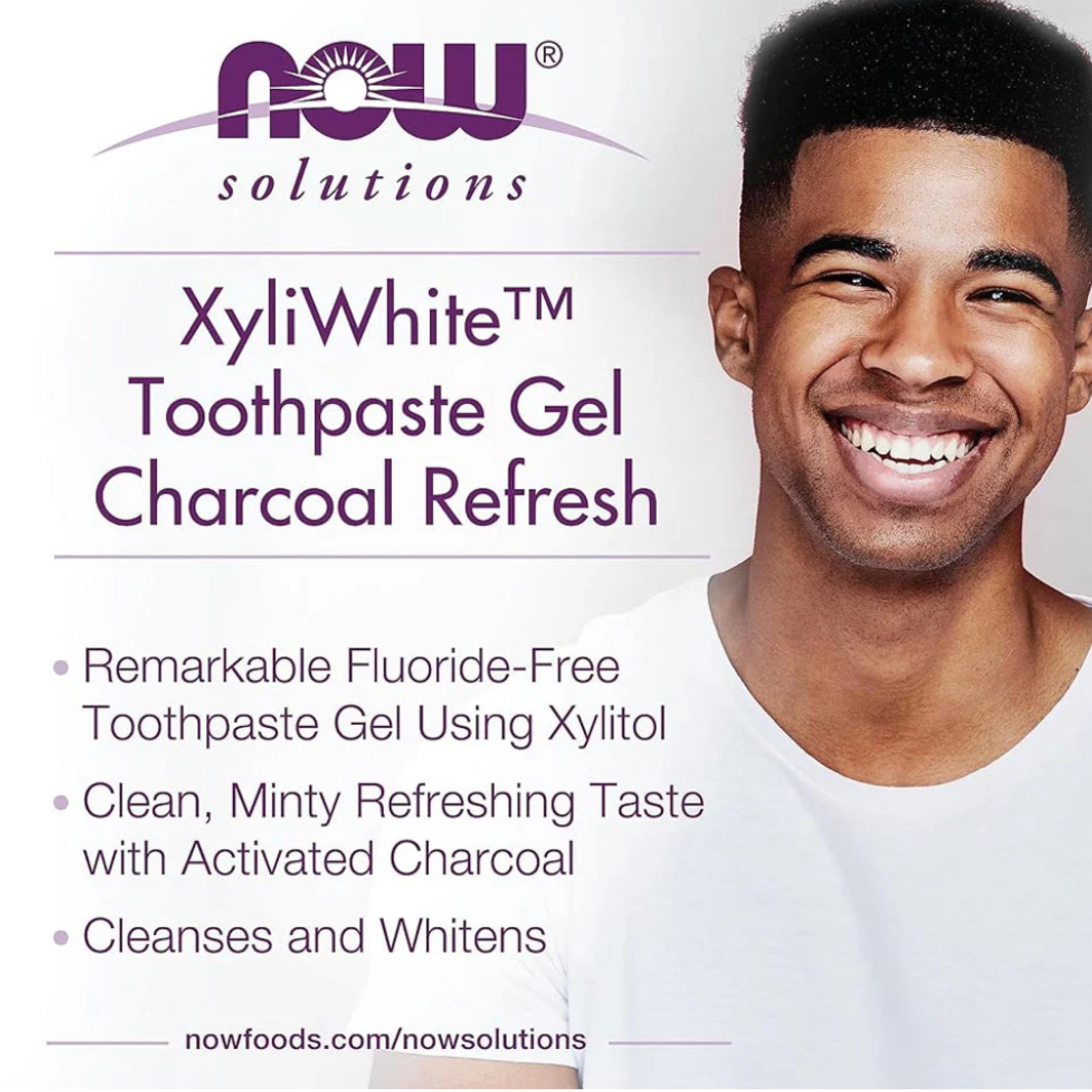 معجون أسنان NOW Xyli Gel Charcoal Refresh – تبييض وإزالة السموم