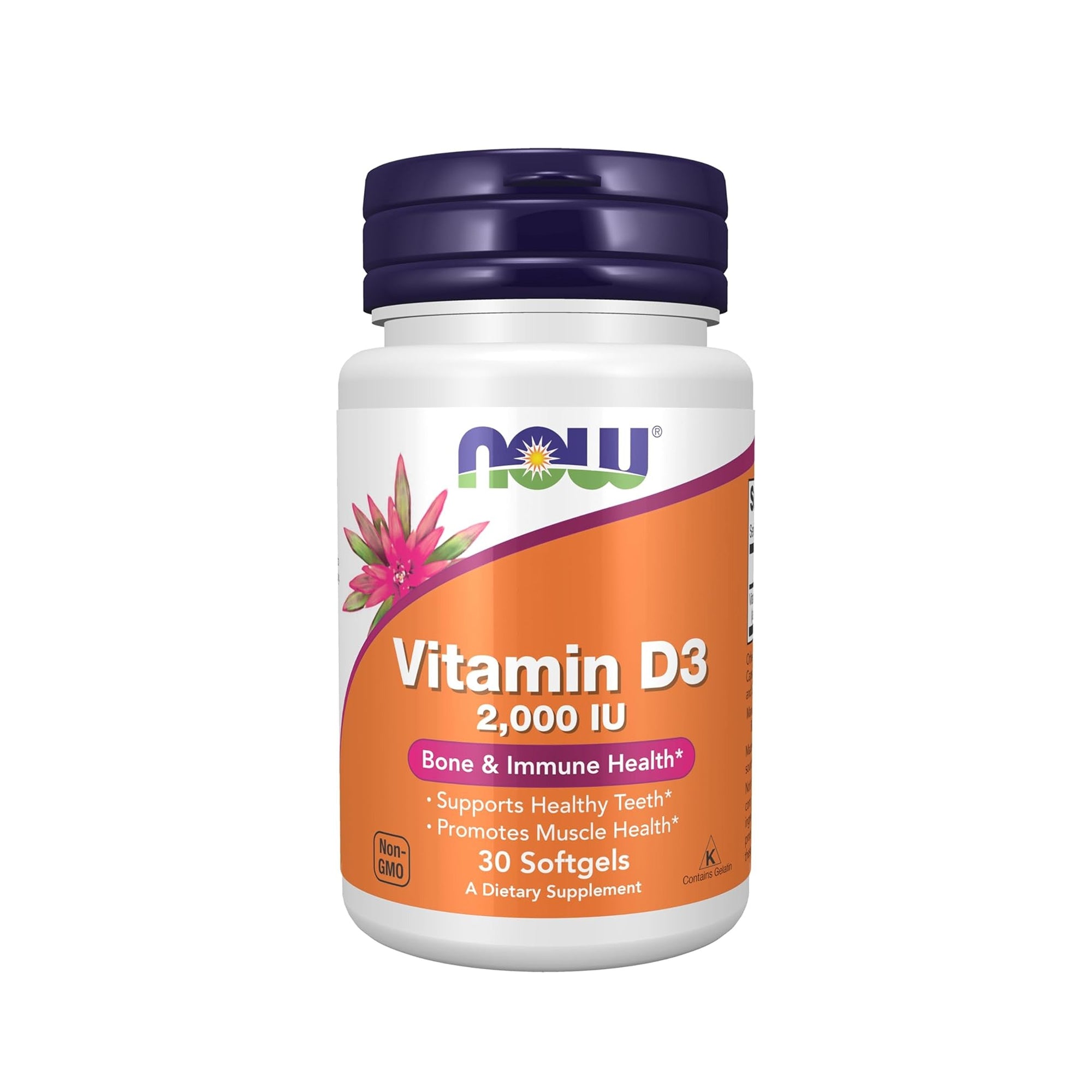 NOW Foods Vitamin D-3 2,000 IU Softgels - High Potency Bone & Immune Support (30 Count)