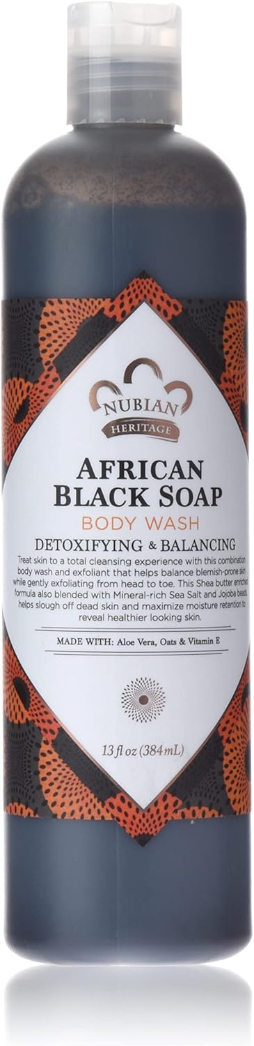 Nubian Heritage African Black Soap Body Wash - Clarifying & Detoxifying (384ml)