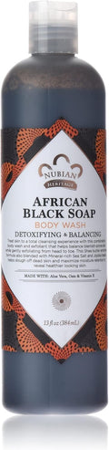Nubian Heritage African Black Soap Body Wash - Clarifying & Detoxifying (384ml)