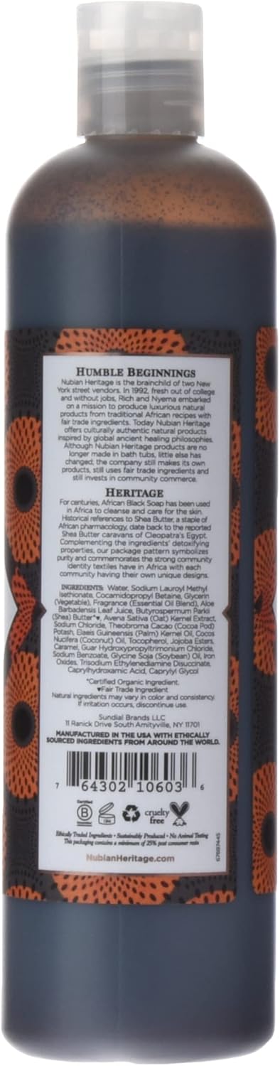 Nubian Heritage African Black Soap Body Wash - Clarifying & Detoxifying (384ml)