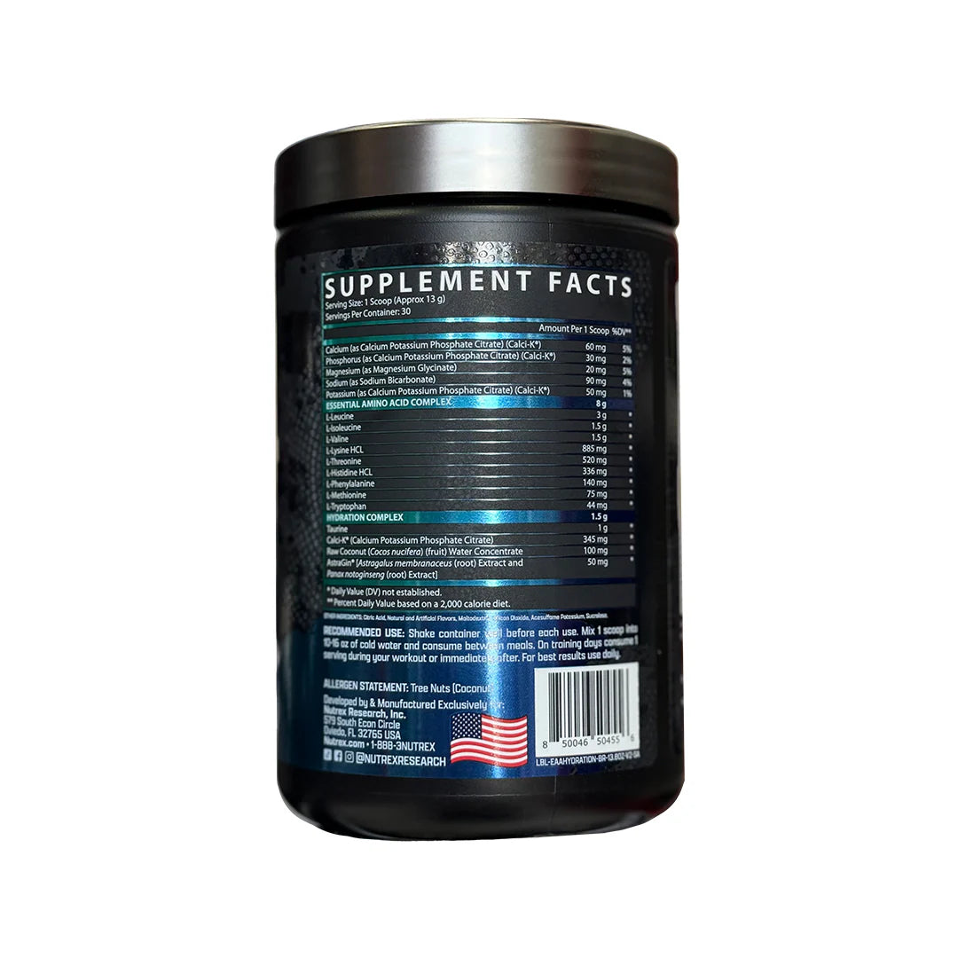 مكمل غذائي Nutrex EAA+ للترطيب - أحماض أمينية أساسية وأحماض أمينية متفرعة السلسلة، بنكهة التوت الأزرق 390 غرام