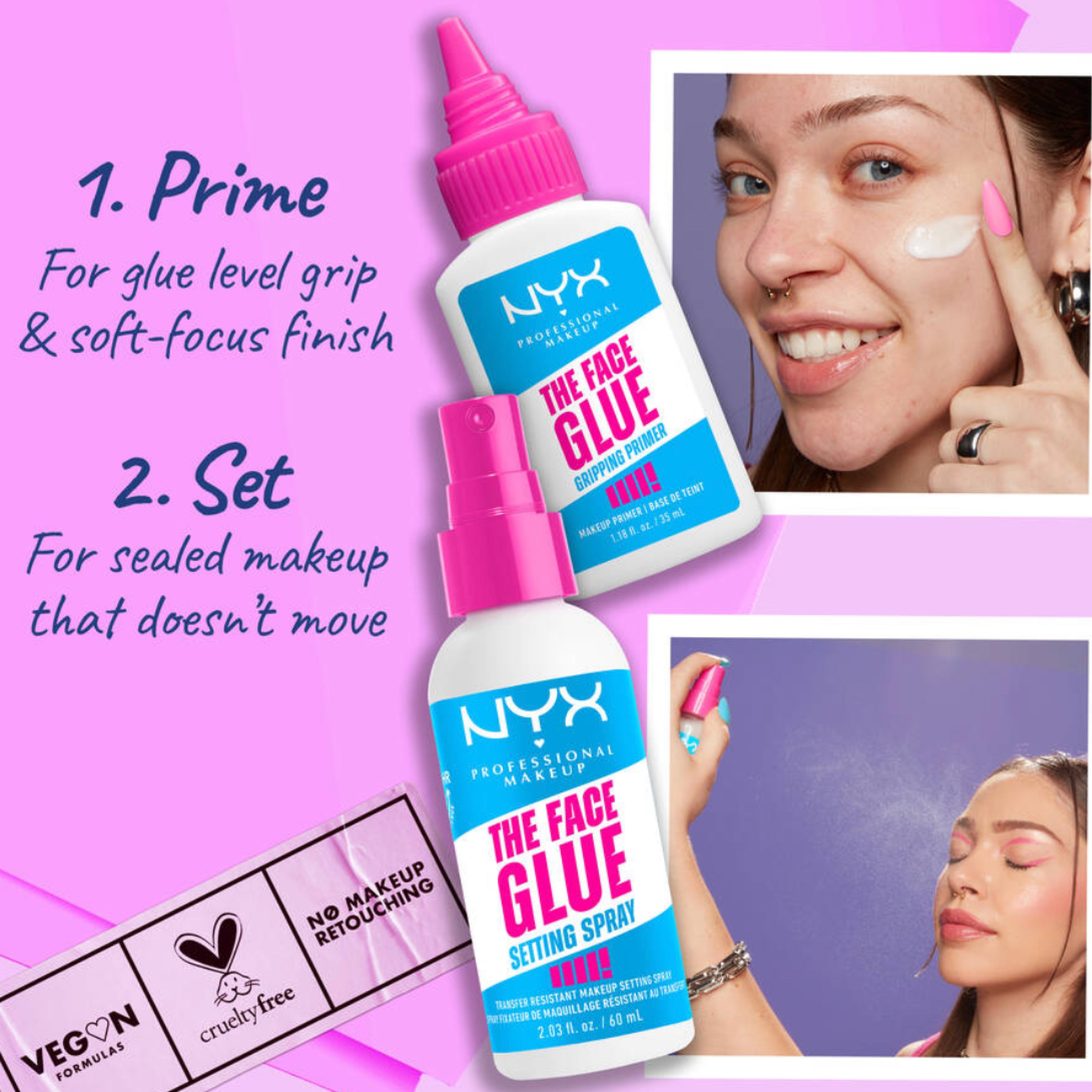 NYX The Face Glue Primer - Longwear Gripping Face Makeup Base - 35ml