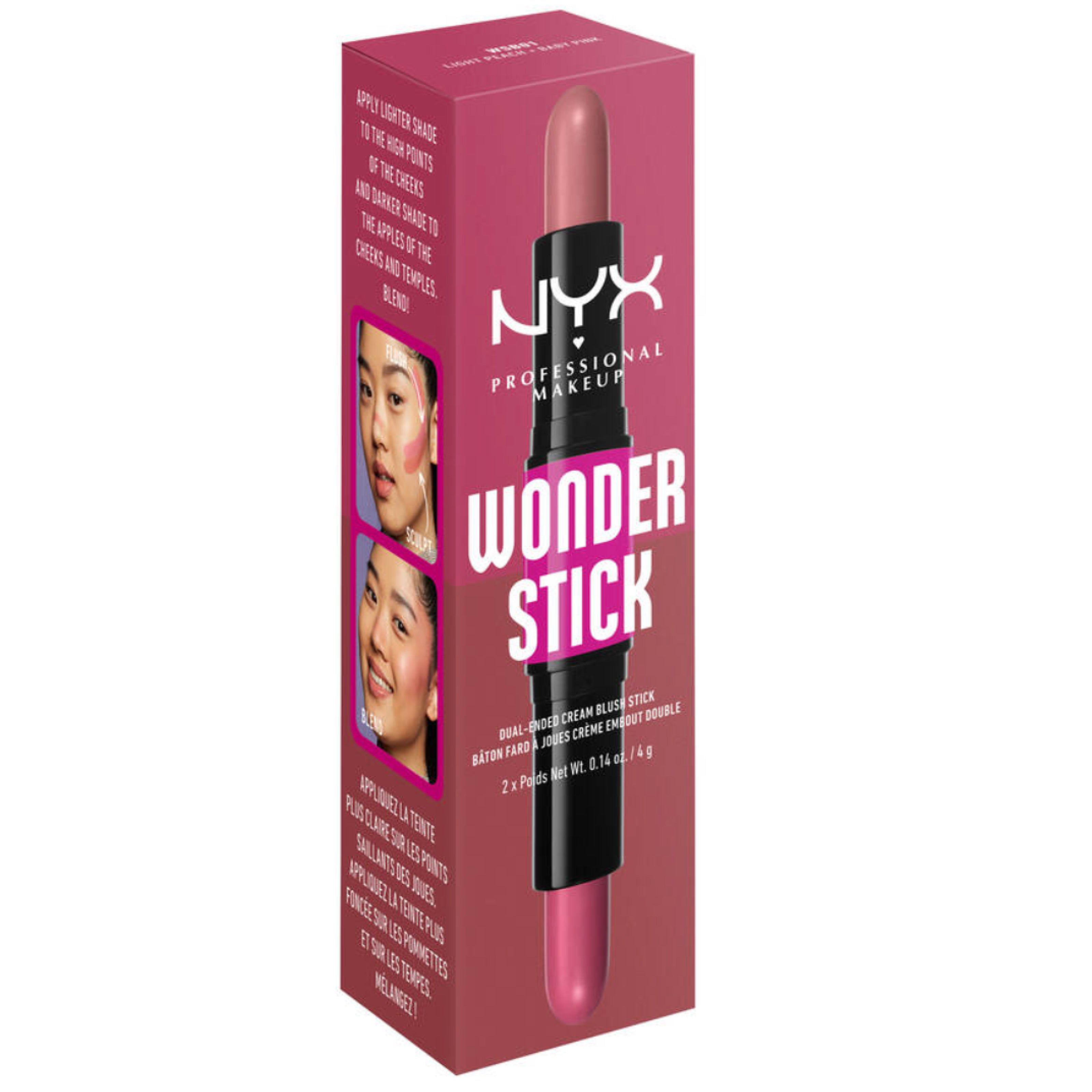 NYX Wonder Stick Dual-Ended Cream Blush - 01 Light Peach & Baby Pink