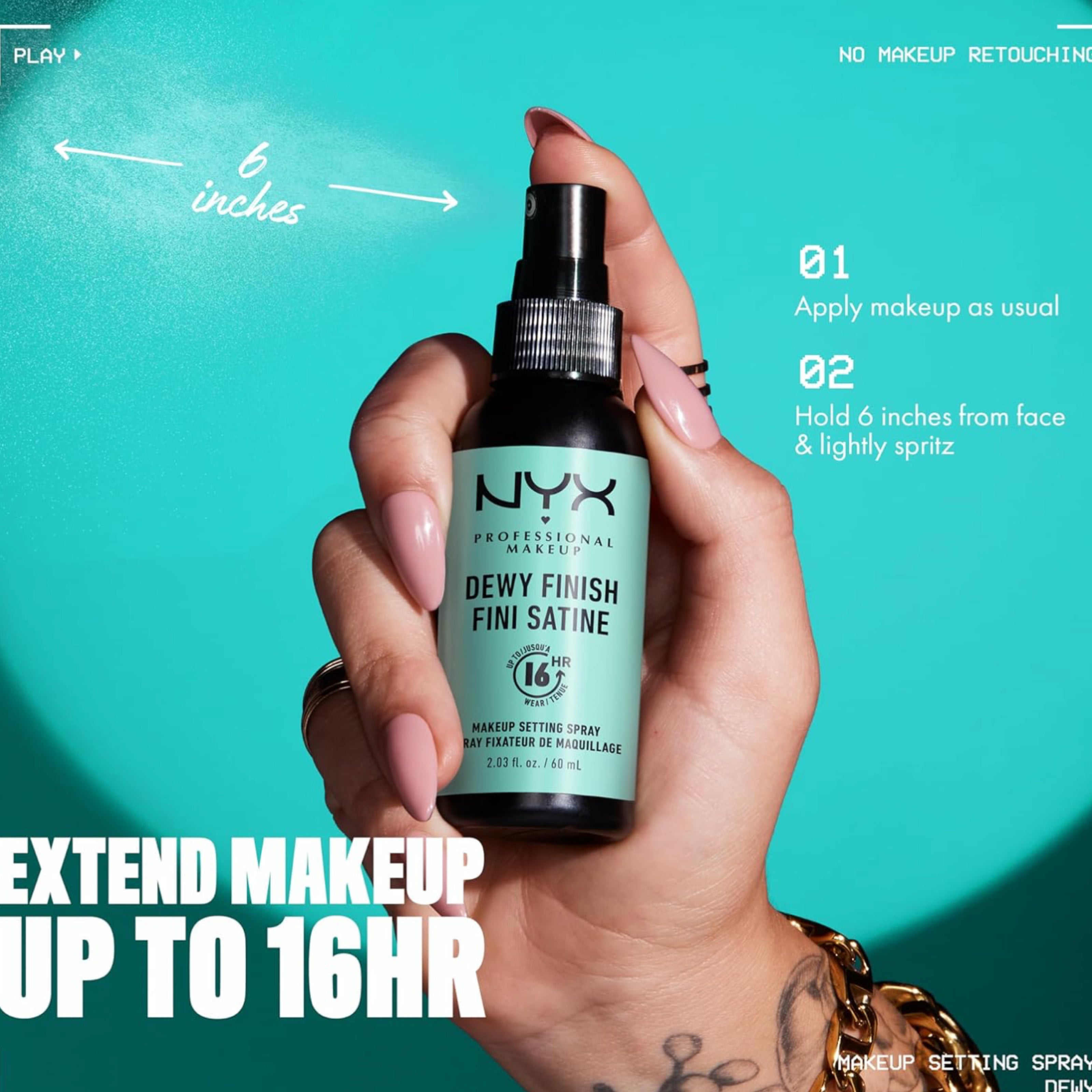 بخاخ تثبيت المكياج الاحترافي من NYX – لمسة نهائية ندية وإشراقة مضيئة