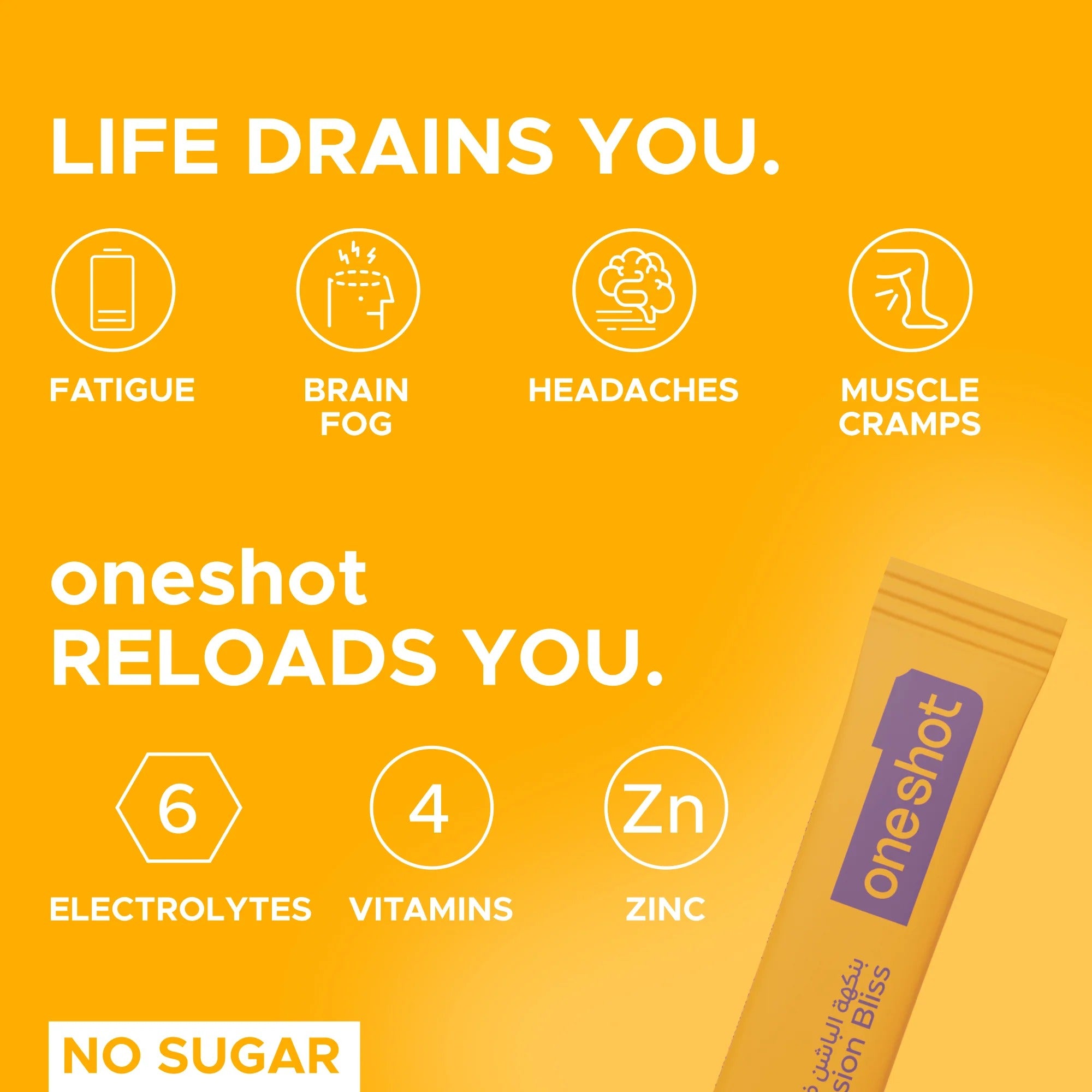 أونشوت هايدرات - مشروب إلكتروليت - باشن بليس (14 عصا)