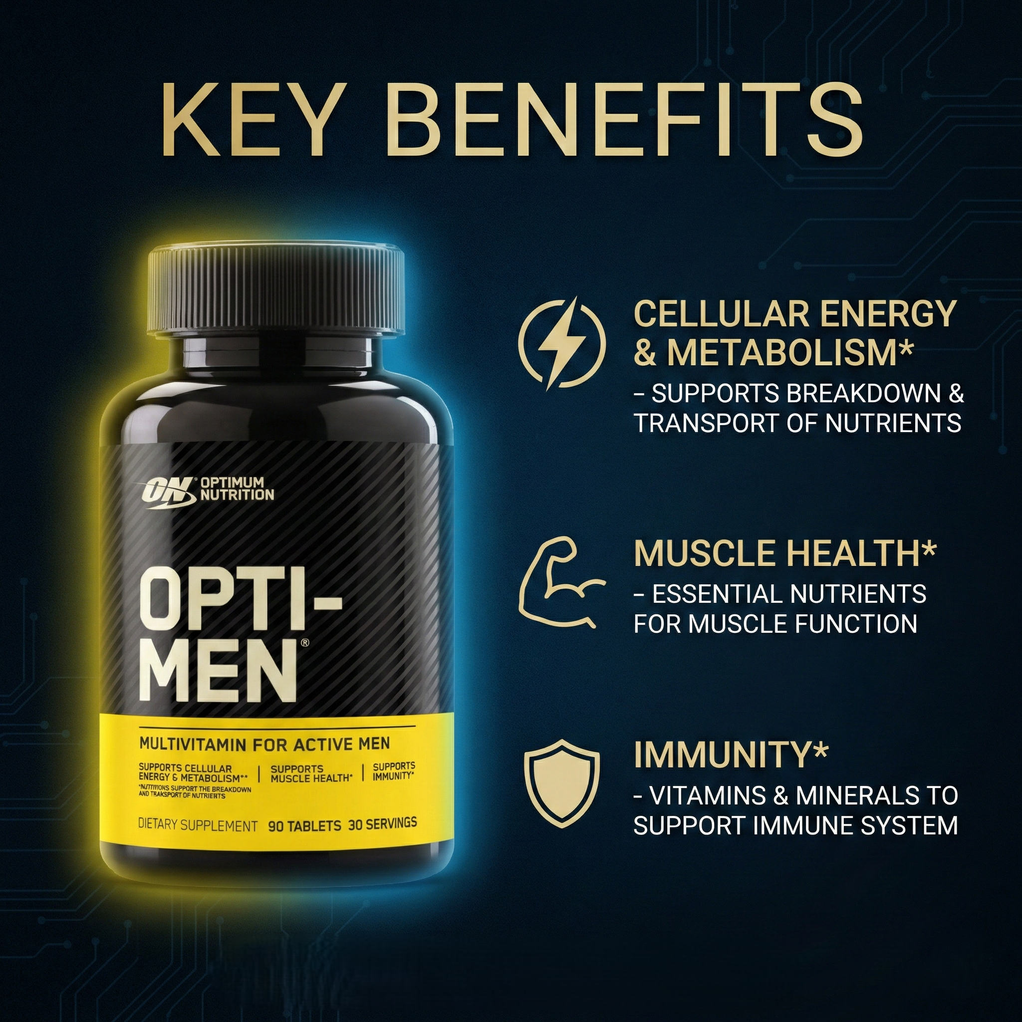 Optimum Nutrition Opti-Men Multivitamin - Active Men's Health Supplement 90 Tablets