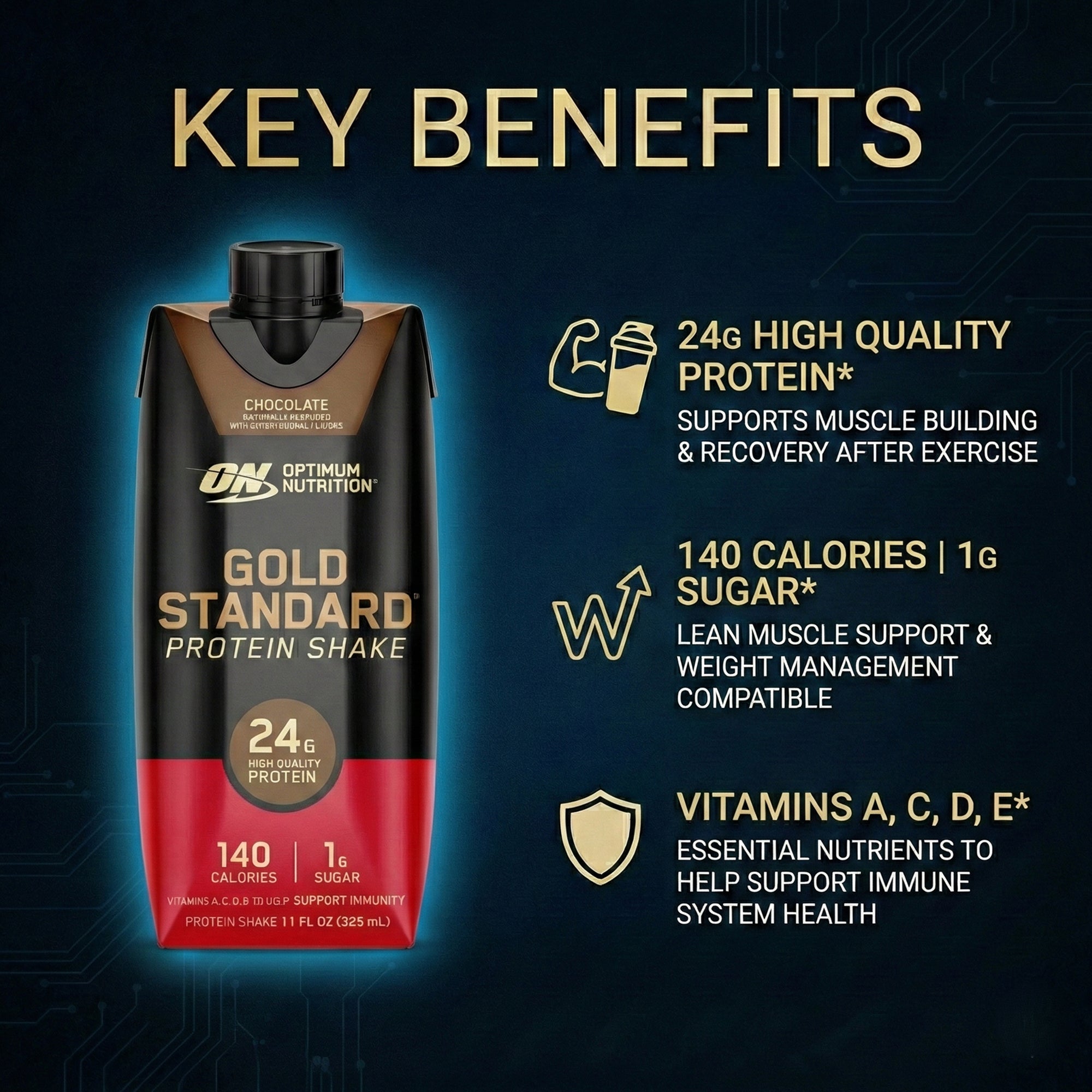 Optimum Nutrition Gold Standard Ready to Drink Protein Shake - 24g Protein