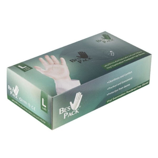 Bes pack Glove 100pc L Vinyl Disposable Powdered Free