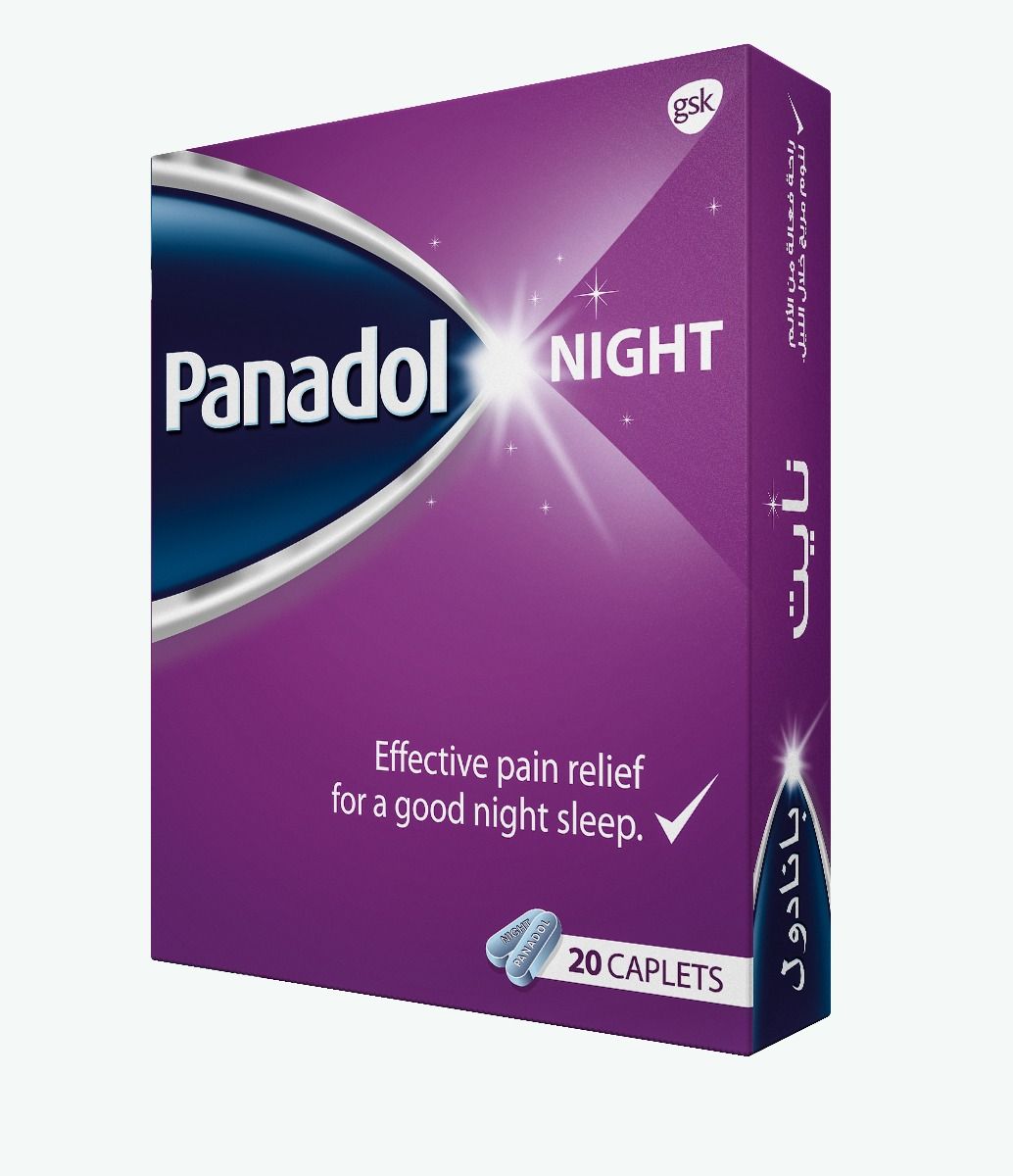 Panadol Night Pain Relief & Sleep Aid – Paracetamol 500mg – 20 Caplets