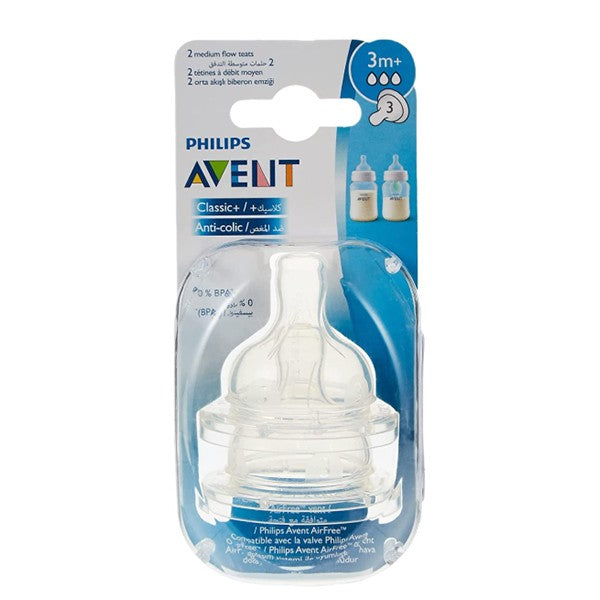 Philips-Avent-Nipple-Classic-2pc-SCF633/27-Medium-Flow-+3-Months-3-Hole-