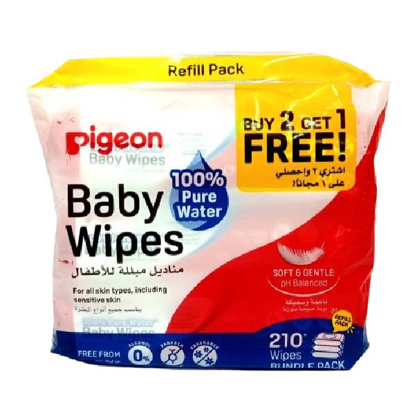 Pigeon-Baby-Wipes-210Wipes-2+1-Free-Without-Cover-Soft-And-Thick-