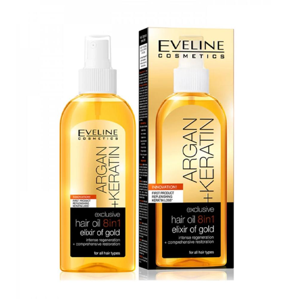 Eveline Hair Oil 150ml Gold Elixir 8×1 With Argan & Keratin