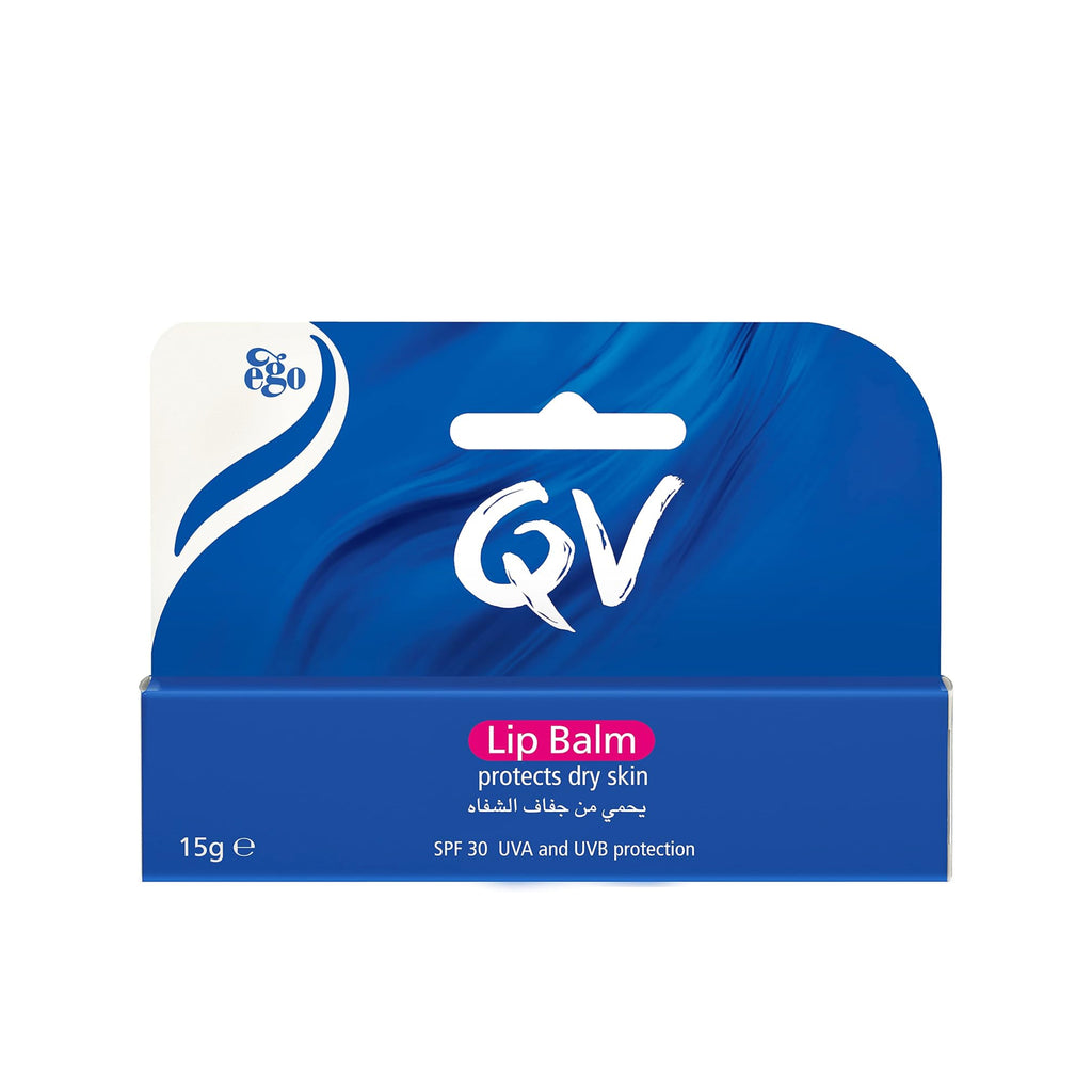 مرطب الشفاه QV 15 جرام - مرطب مهدئ مع عامل حماية من الشمس SPF 30 للبشرة الحساسة