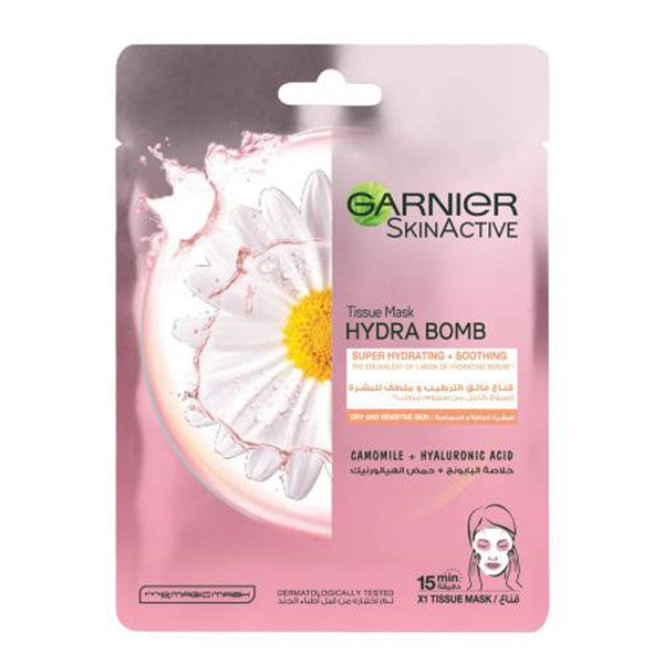 Garnier Face Mask Sheet 32g Skin Active Hydra Bomb With Chamomile Extract And Hyaluronic Acid