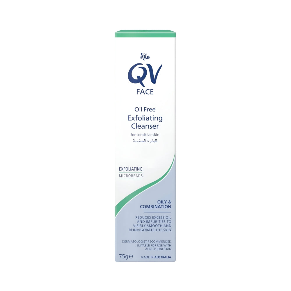 Qv face scrub 75ml oil free cleanser for sensitive skin