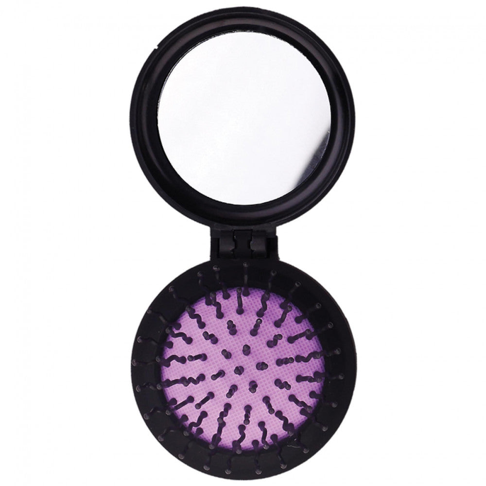 فرشاة شعر قابلة للطي برائحة الورد مع مرآة - أداة عناية شخصية محمولة للسفر