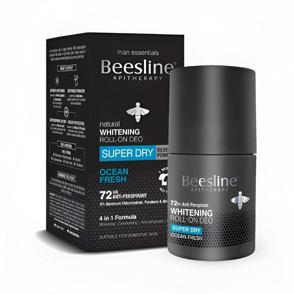 Beesline deodorant roll on 50ml whitening super dry ocean fresh