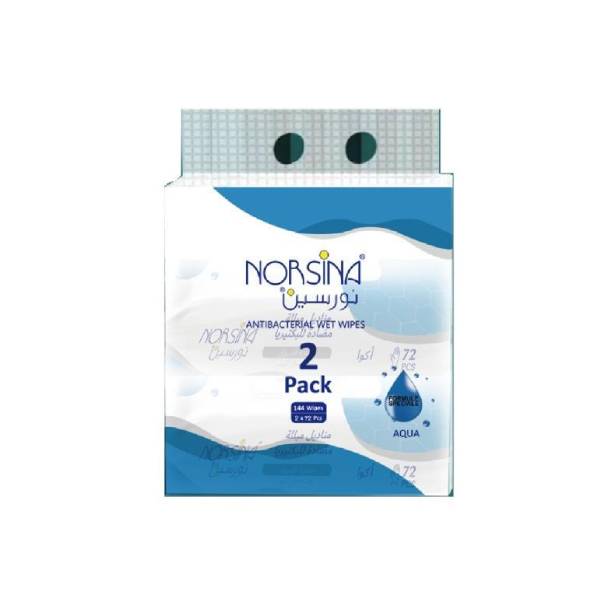Norsina Norsina Wet Wipes 72Wipes Antibacterial x(2 Packs) Aqua