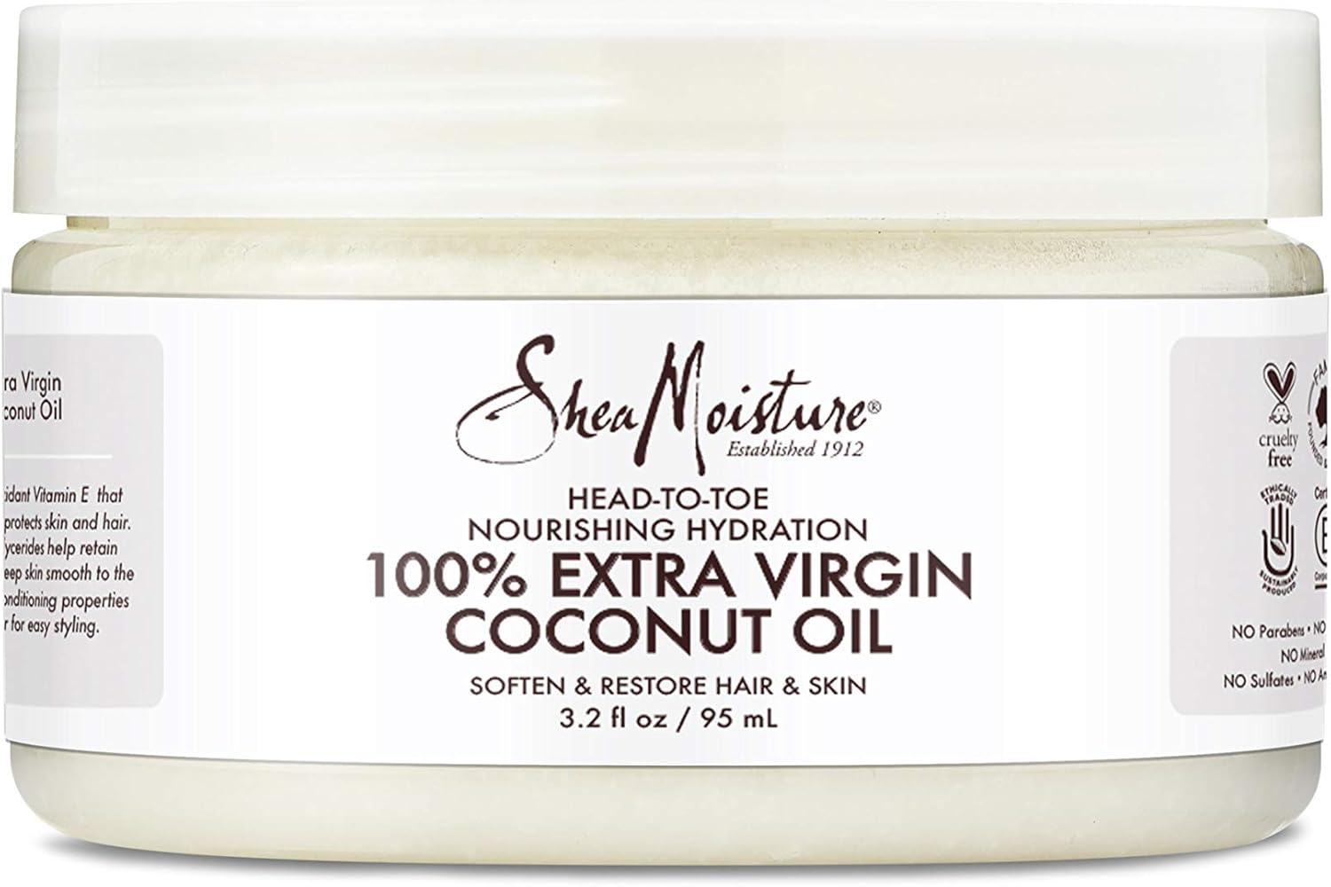 زيت جوز الهند البكر 100٪ من Shea Moisture - ترطيب من الرأس إلى أخمص القدمين 3.2 أونصة