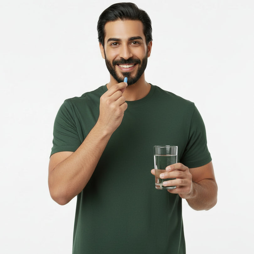 Close-up of blue pills