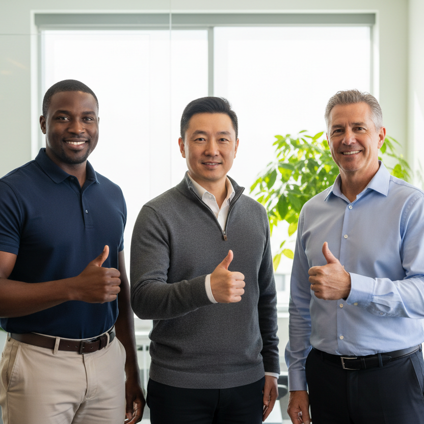 make them do thumbs up with the left hand