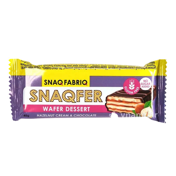 SNAQ FABRIQ Glazed Wafer Bar With Hazelnut Cream Belgian Chocolate 45G