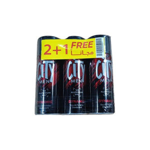 City men deodorant spray 150ml dynamic 2+1 free
