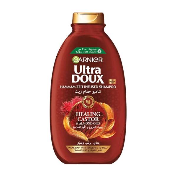 Garnier Hair Shampoo 600ml Ultra Doux Healing Castor and Almond Oils