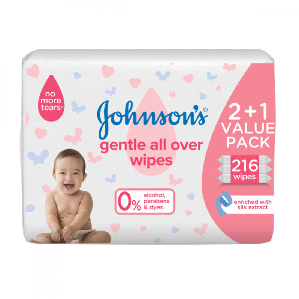 Johnson's Johnson's Baby Wipes 216Wipes Gentle Cleansing 2 +1 Free