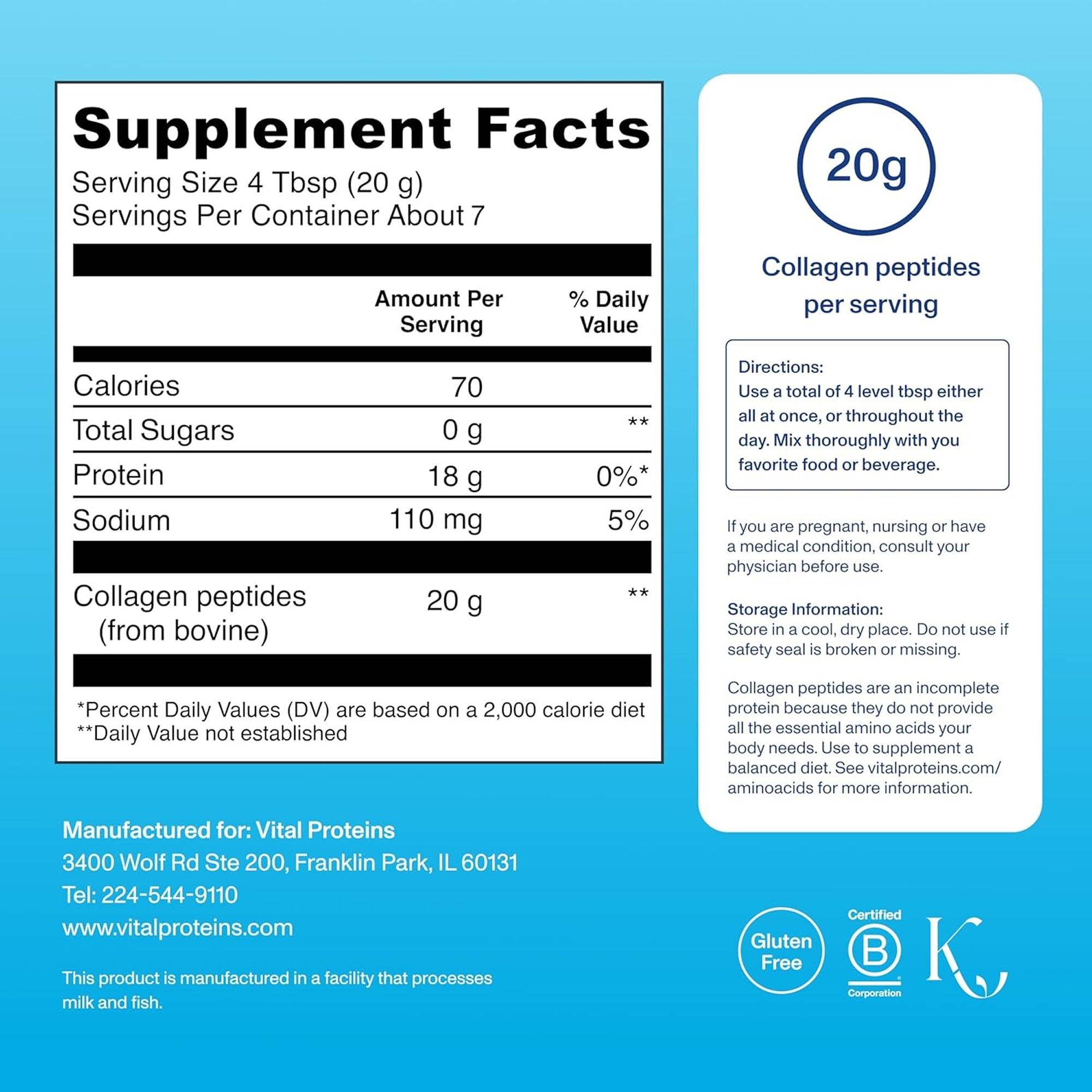 Vital Proteins مسحوق ببتيدات الكولاجين (بدون نكهة) - 140g