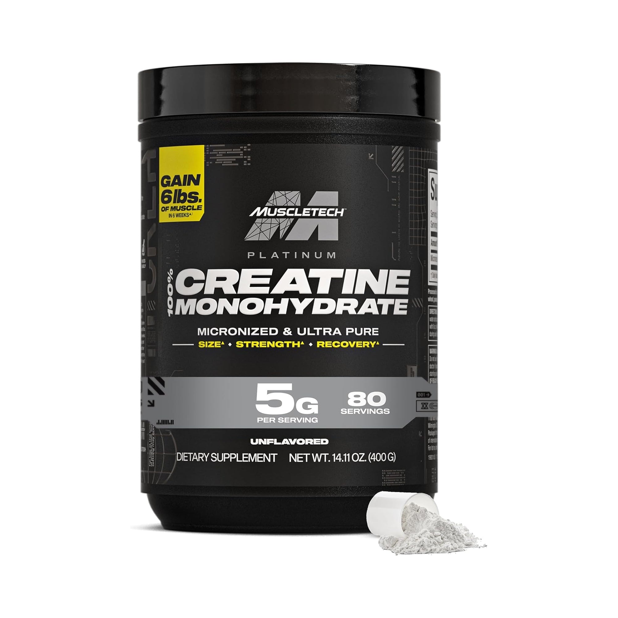 MuscleTech Platinum 100% Createine ​​Monohydrate - بدون نكهة (400 غرام)