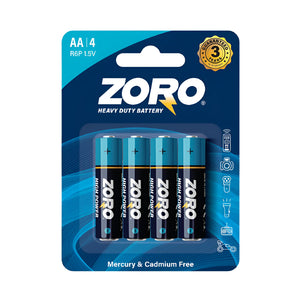 Zoro Battery 4pc High Power AA R03P 1.5V