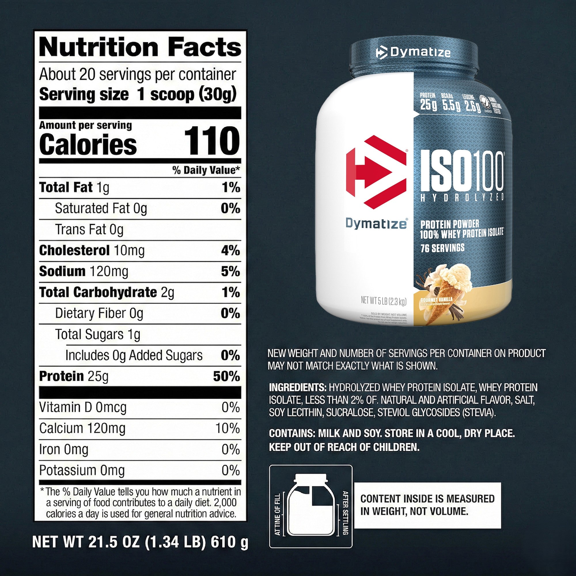 Dymatize ISO 100 - Gourmet Vanilla - 5 LB