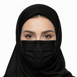 قناع الوجه القابل للتصرف Wanwane 3-Ply – أسود، 50 قطعة (حلقة أذن مرنة)