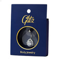 Glitz body ring silver with crystal teardrop