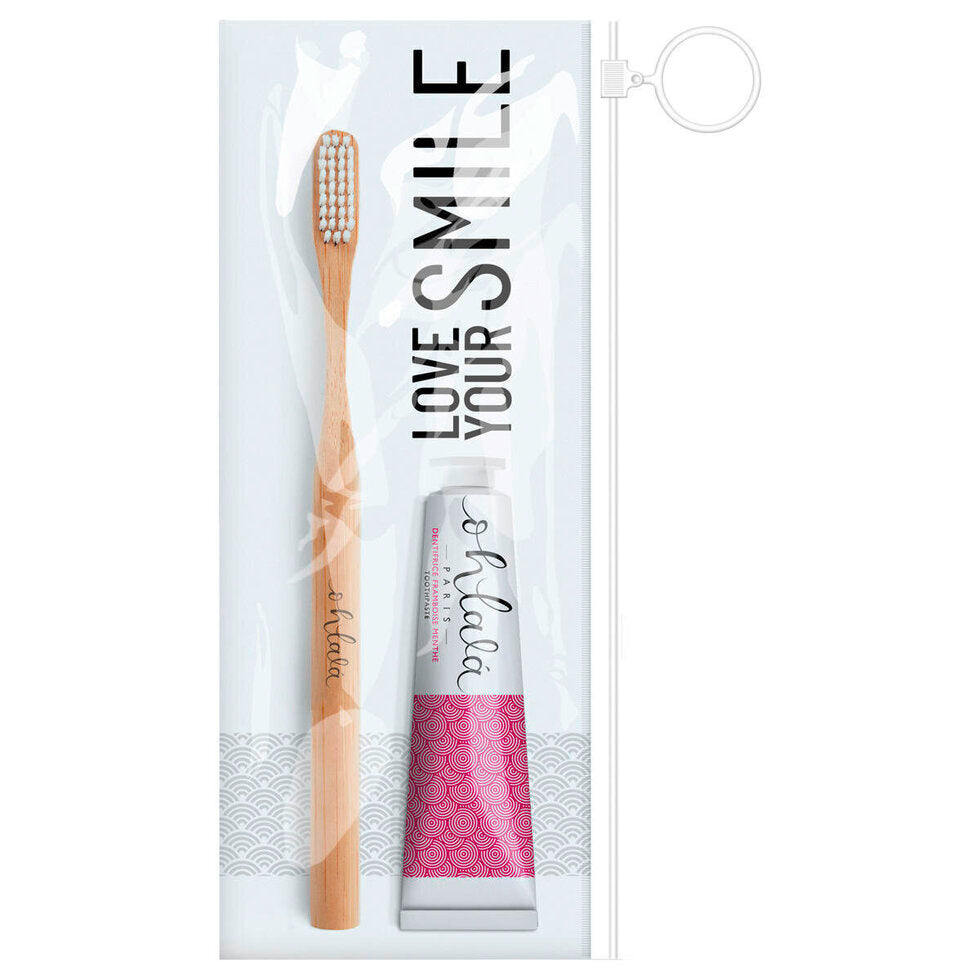 Ohlala travel set toothpaste violet mint 15 ml + small bamboo toothbrush