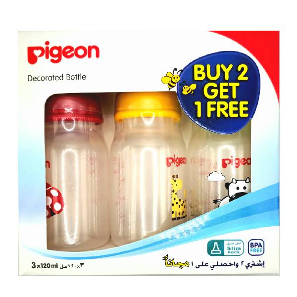 Pigeon Feed Bottle 2+1 Free Multi Colors 3 x 120 ml